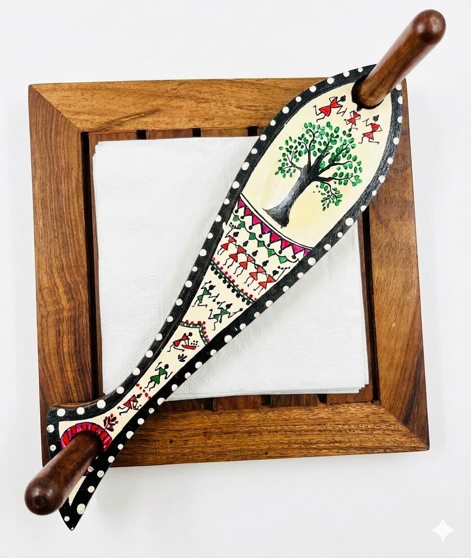 Tribal Tales Tissue Holder – Warli White