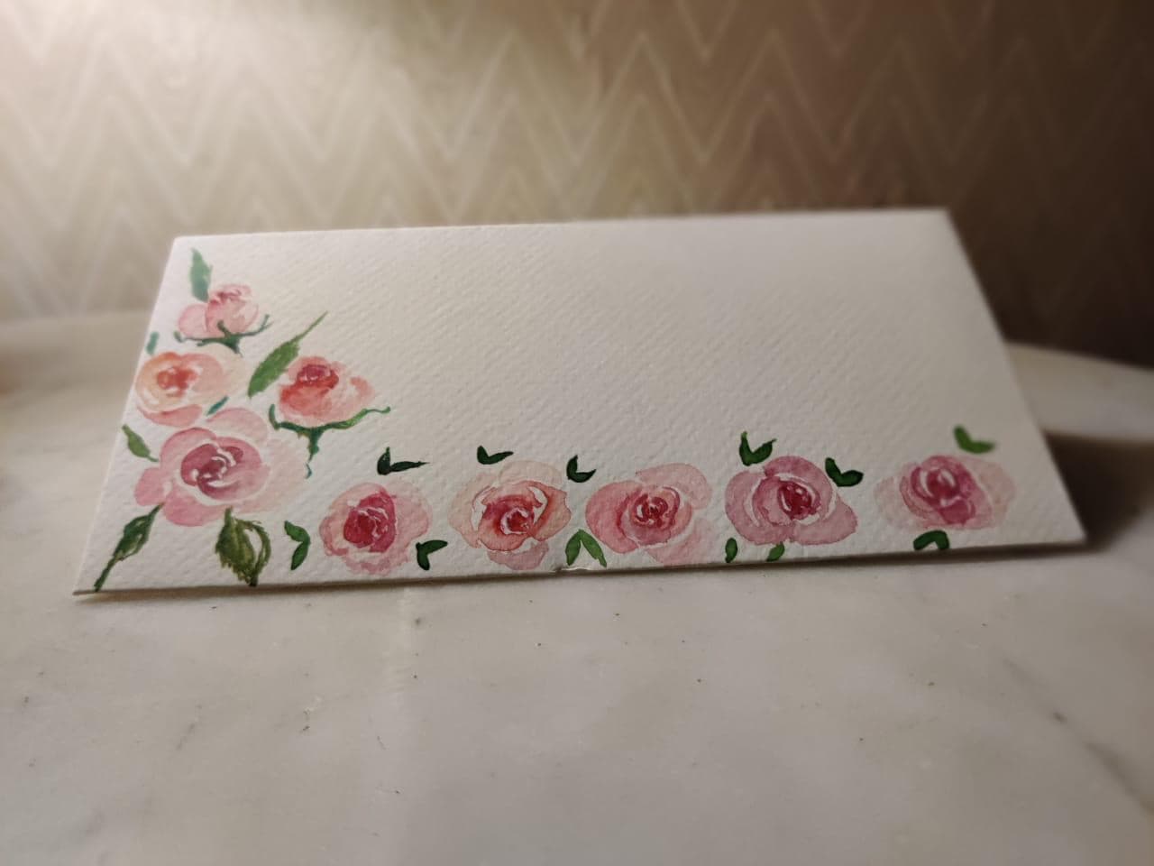 Hand-Painted Rose Gift Envelopes (Set Of 5)