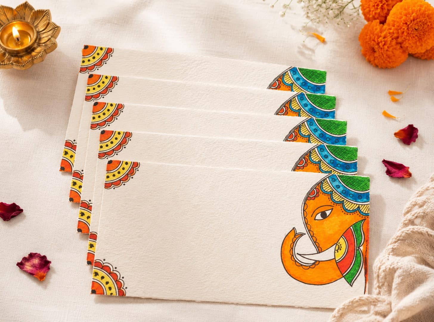 Hand-Painted Ganesha Gift Envelopes — Set Of 5