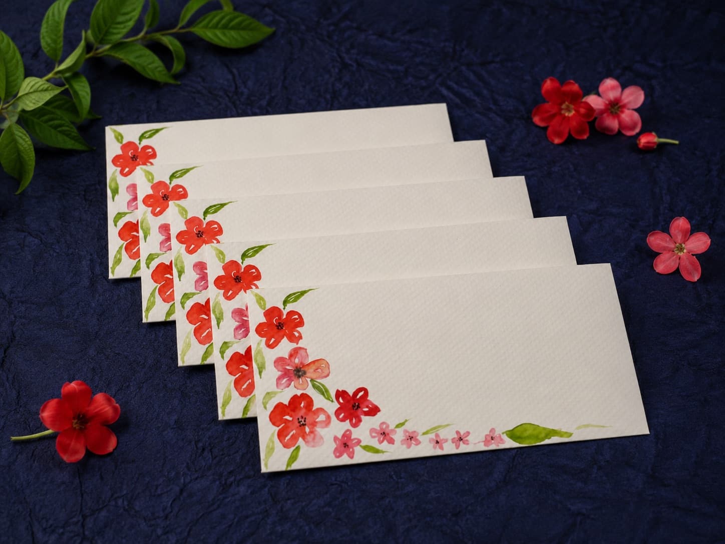 Hand-Painted Floral Gift Envelopes — Set Of 5