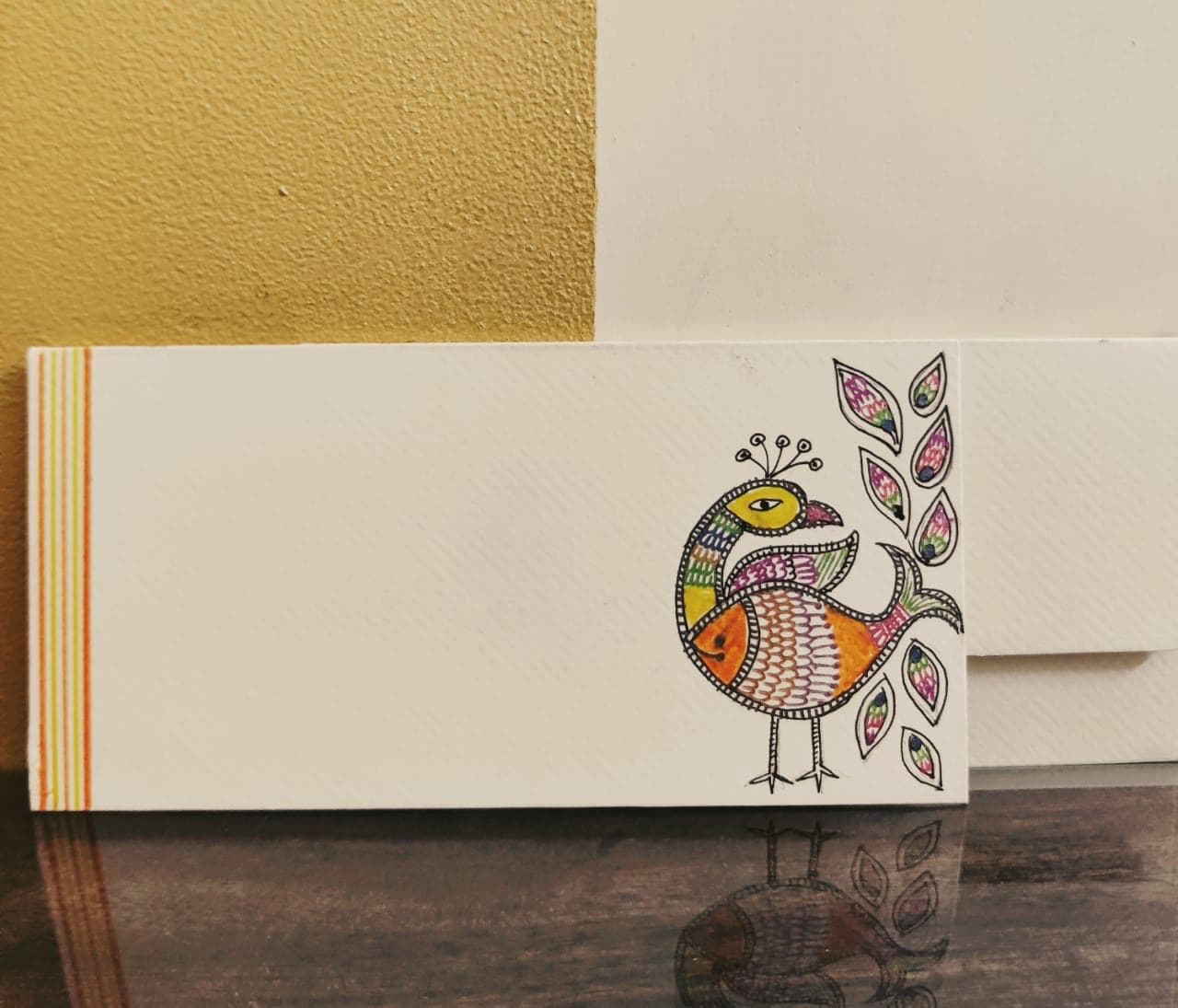 Hand-Painted Folk Art Peacock Gift Envelopes — Set Of 5