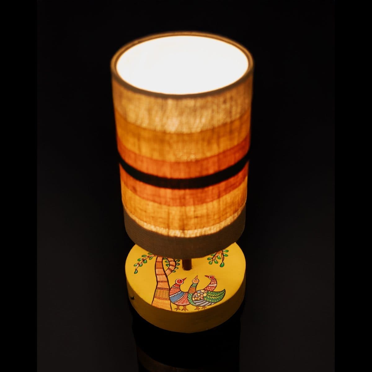 Gond Art Bedside Lamp – Hand-Painted Wooden Base