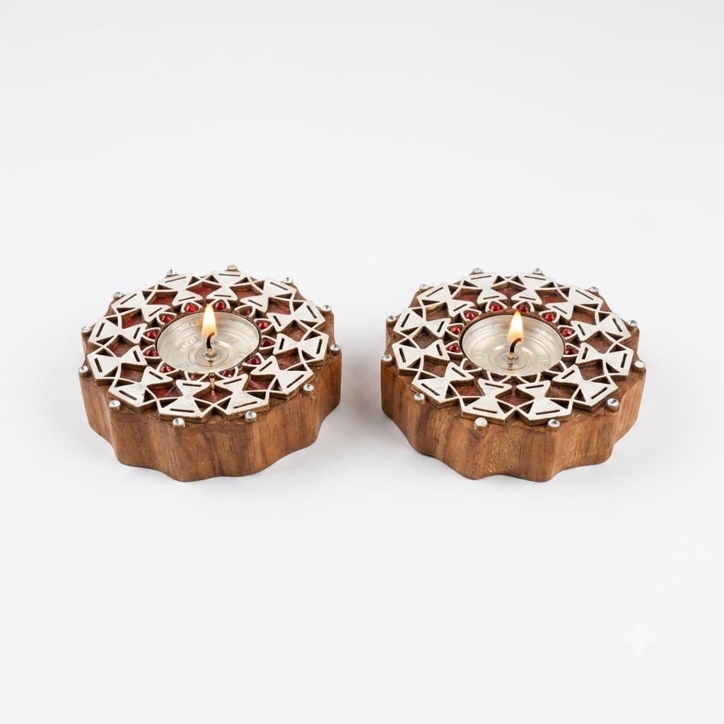 Handcrafted Warli Art Tealight Holders – Set Of 2
