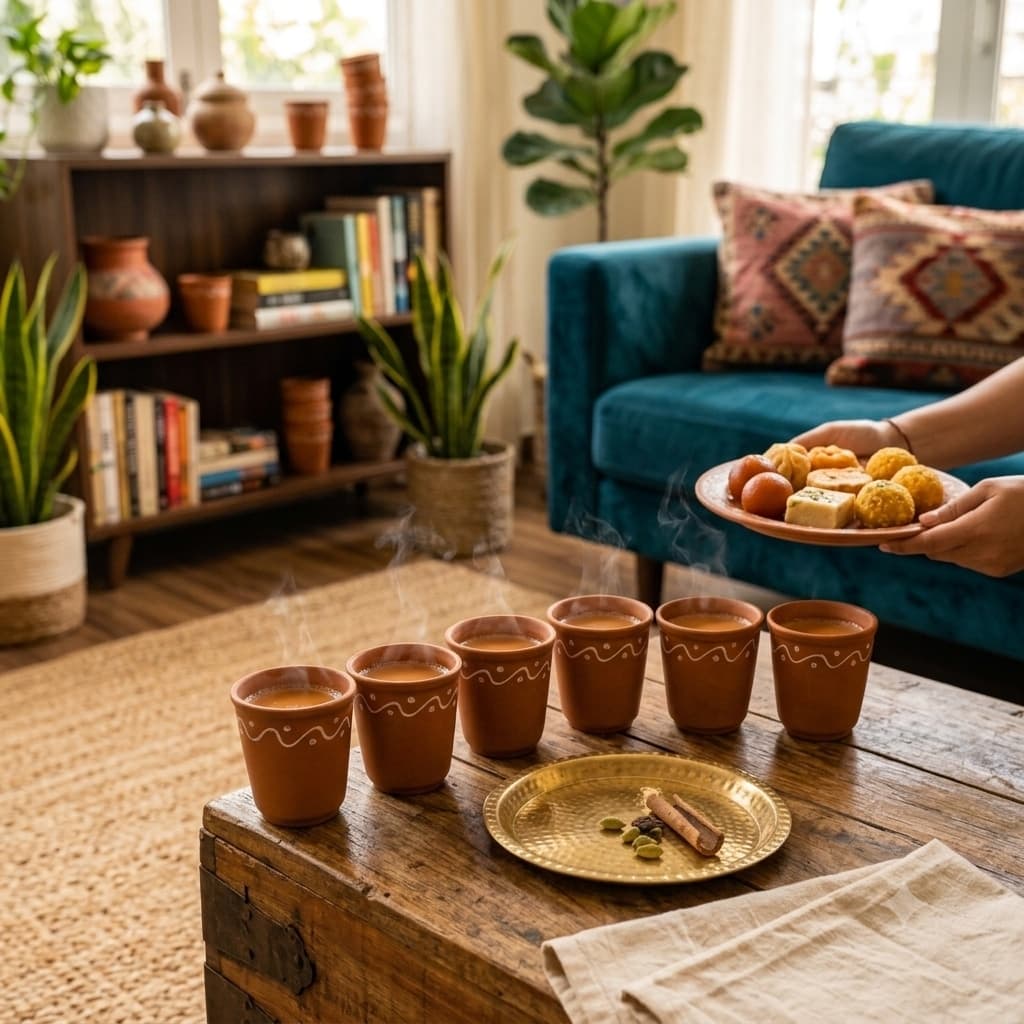 Mrinmayi Terracotta Kulhad Chai Cups (Set Of 6) – Hand-Painted