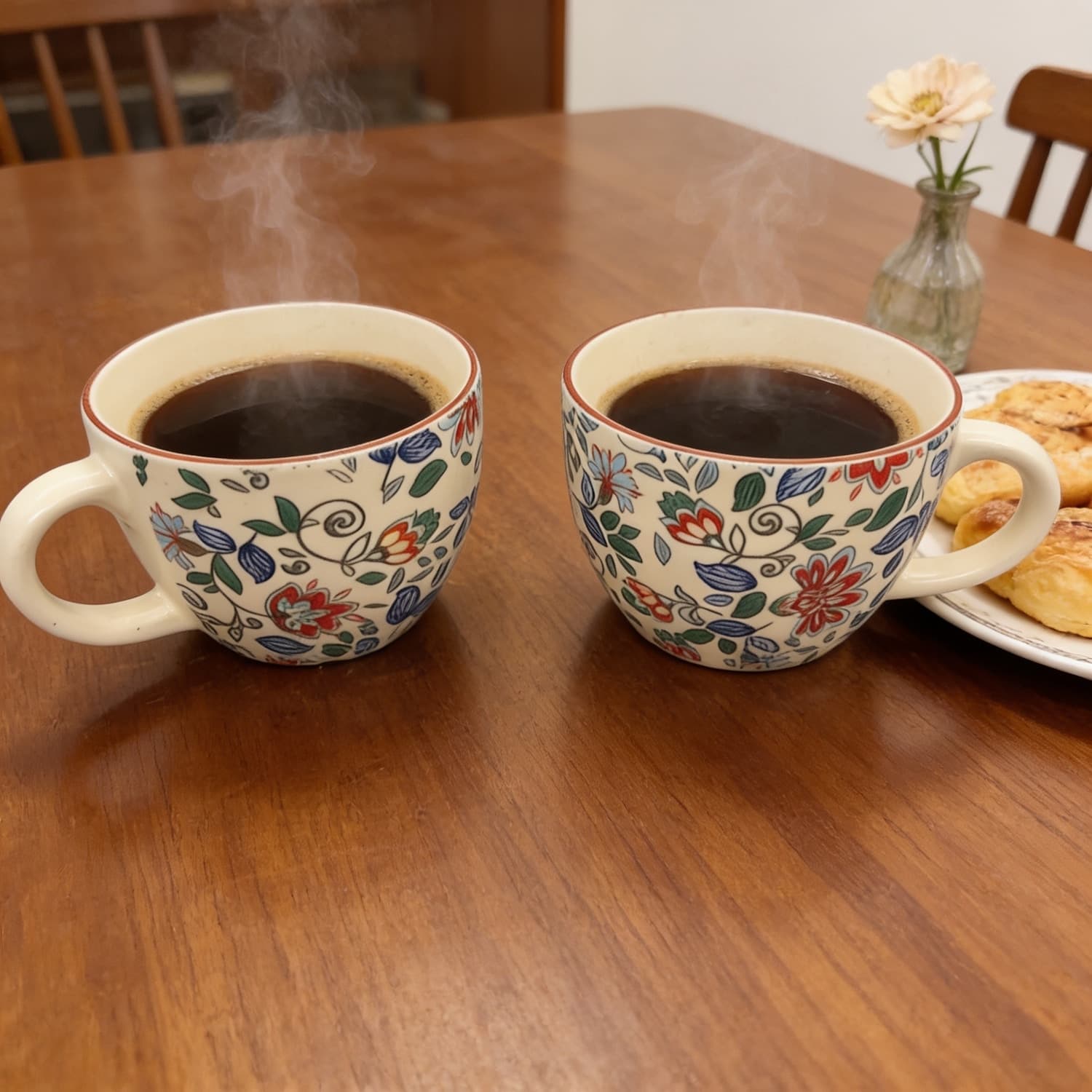 Pushpavali Ceramic Coffee Mugs (Set Of 2) – Floral Print Coffee & Tea Cups For Home, Office & Gifting