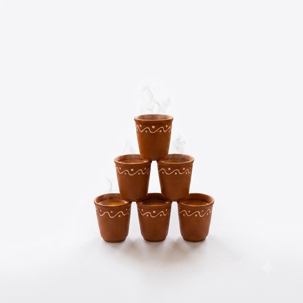 Mrinmayi Terracotta Kulhad Chai Cups (Set Of 6) – Hand-Painted
